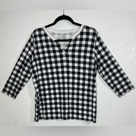 Bundle of 3 Plaid Kim Rogers Lee Rider Tops Long Sleeve 3/4 Sleeve Size Lg - Picture 11 of 15